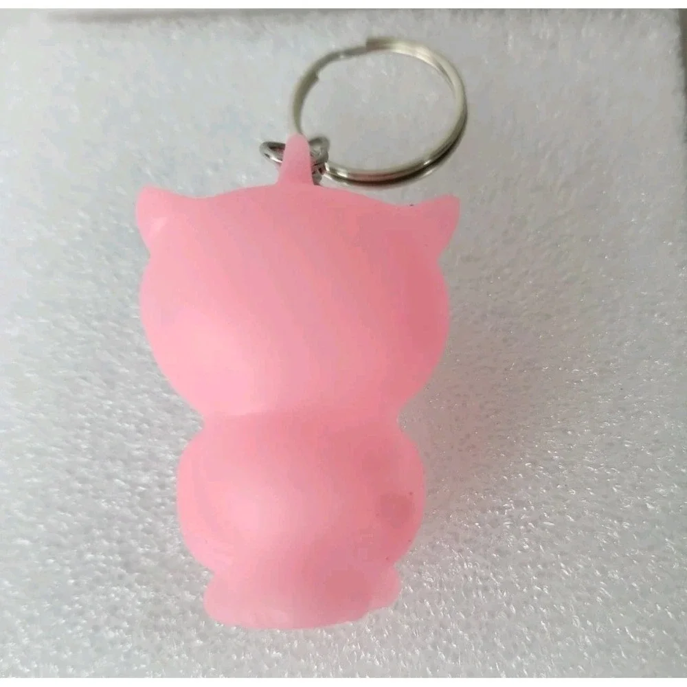 Owl Pink Rubber Squeeze Toy Eyes Pop Out Purse/Bag Charm Keychain Stress Cute 2
